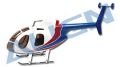 450 Scale Fuselage 500E, Spec: White, Red, Blue